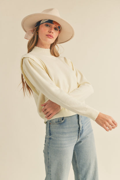 Cream Mock Neck Sweater