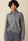 Sofie Collared Sweater- Grey