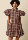 Lizzie Plaid Mini Dress- Brown
