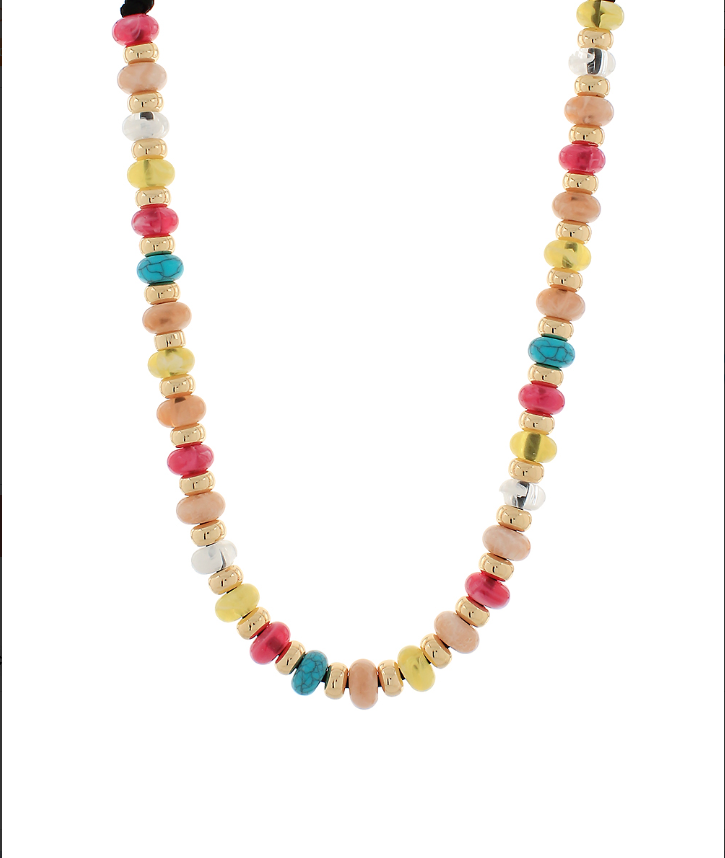 Rondelle Beaded Necklace- Multi