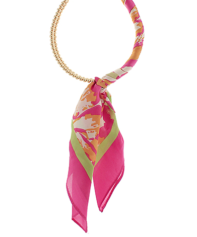 Scarf Necklace- Hot Pink/Gold
