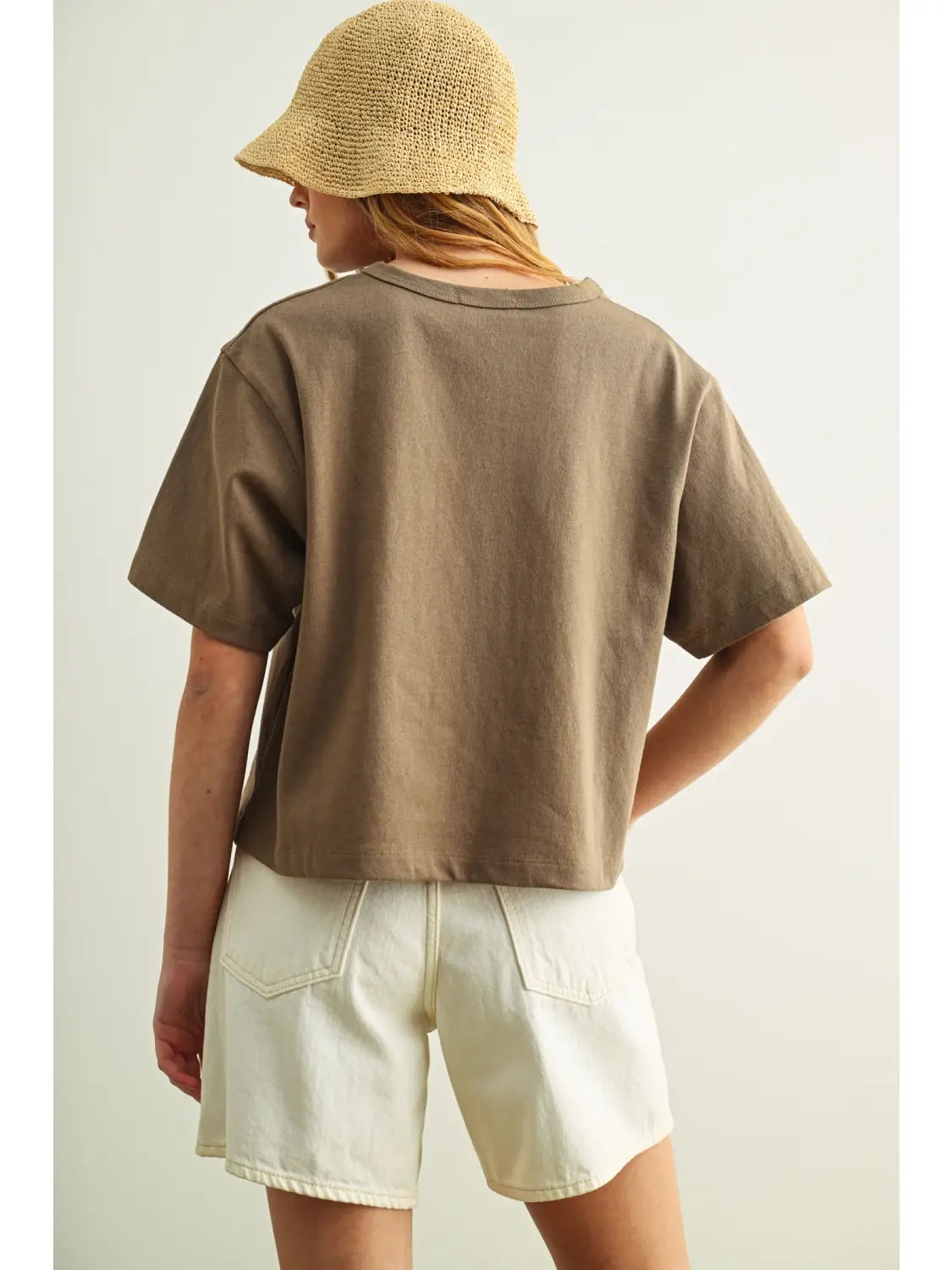 Linen Knit Tee- Olive