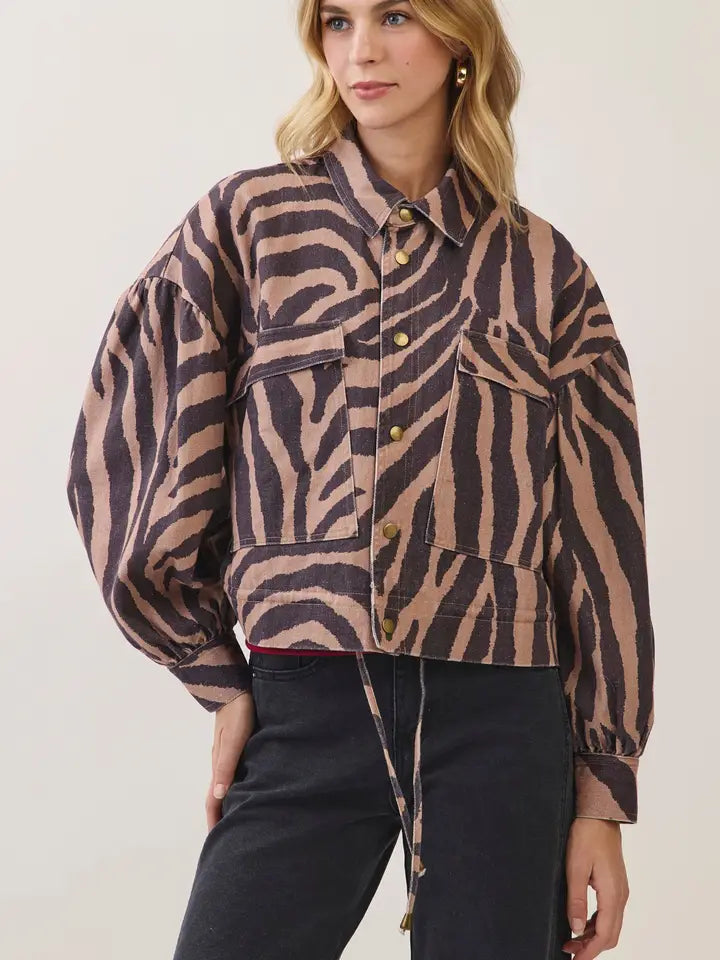 PRE-ORDER Ships 10/30 Zebra Oversized Utility Jacket- Black