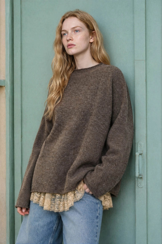 Yara Heathered Sweater- Mocha
