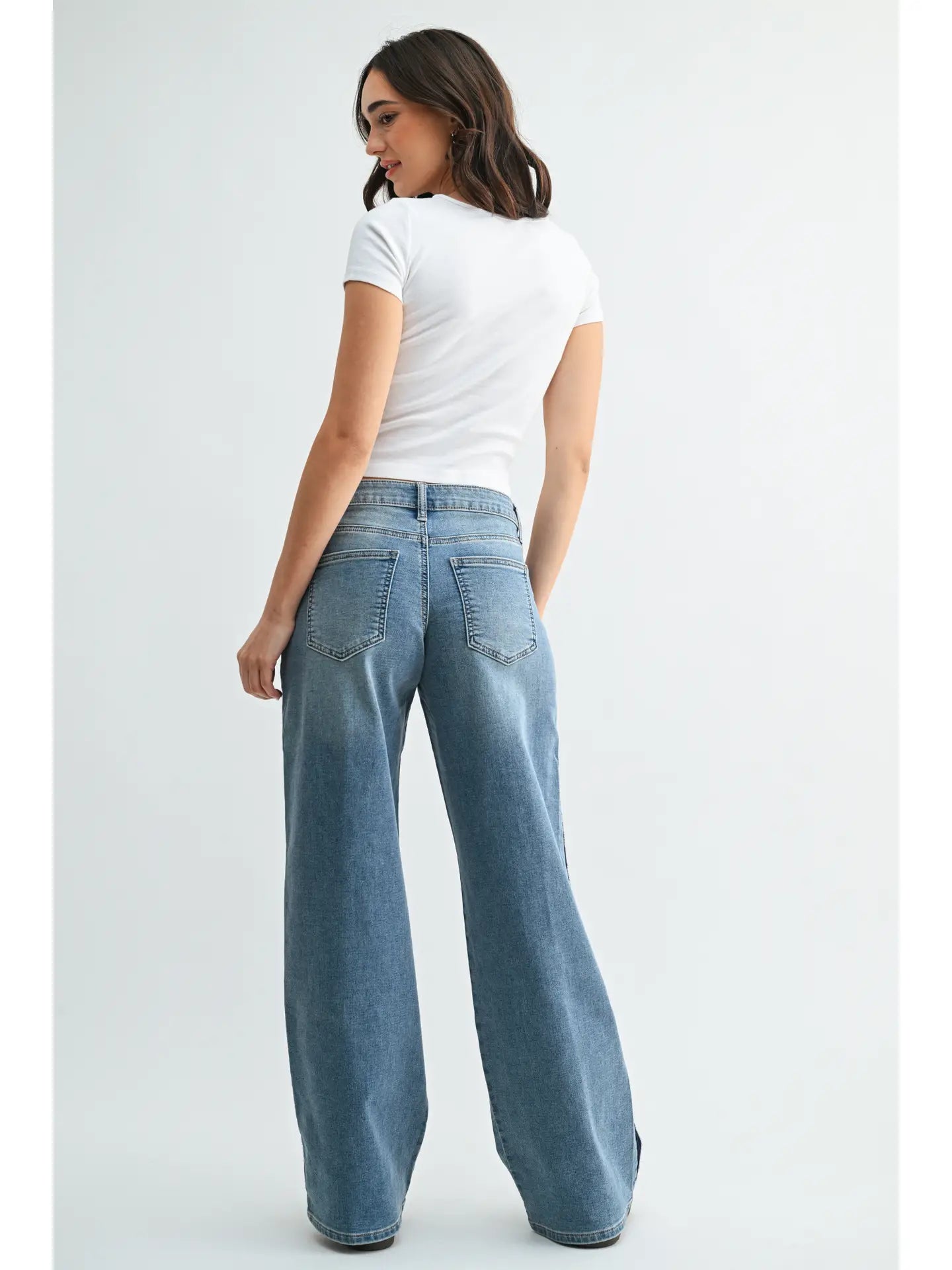 Mid Rise Tuxedo Sweat Pant Jeans - Medium Denim