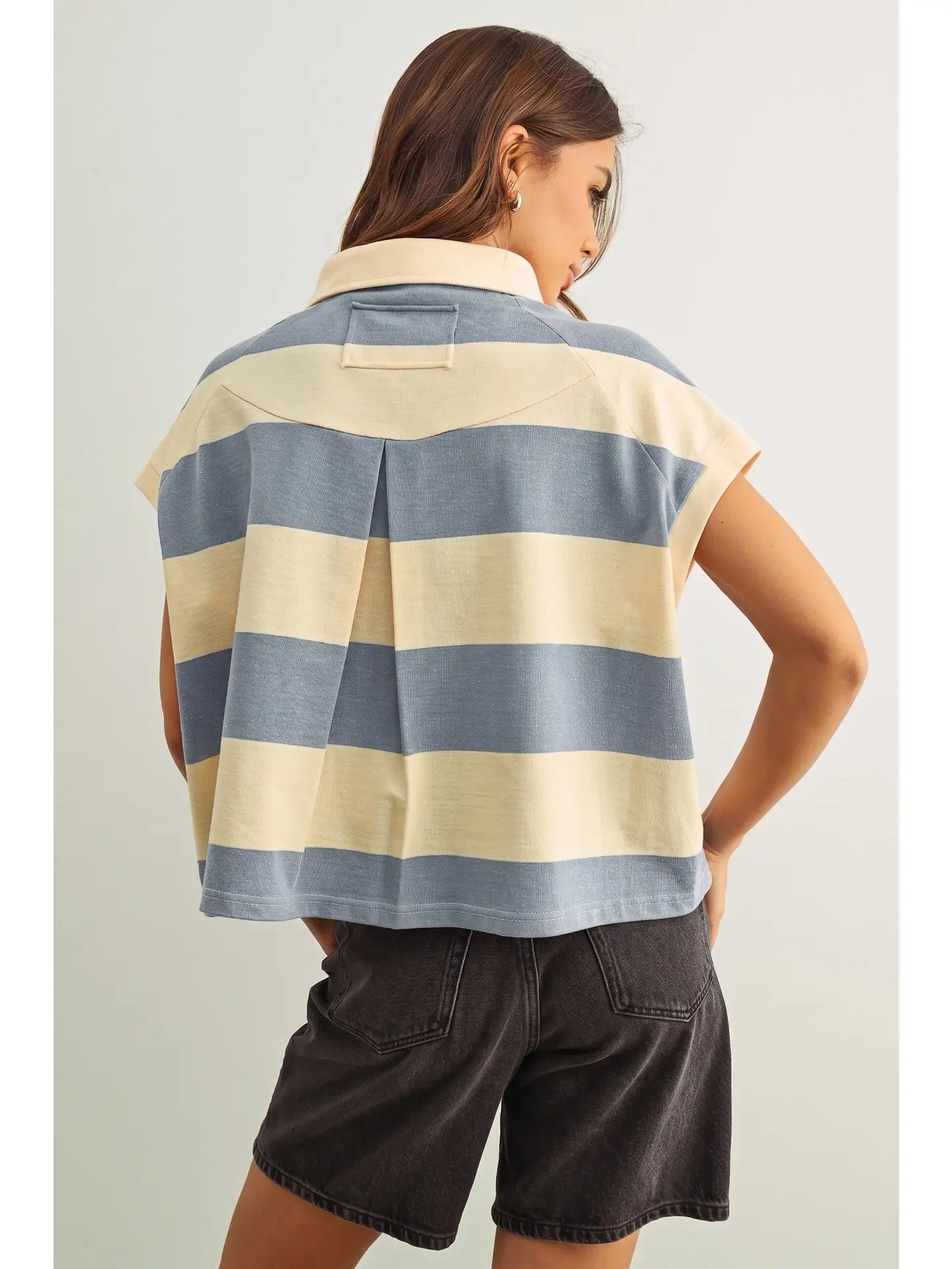 Polo Shirt- Beige/Blue