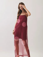 Charlie Polka Dot Maxi Dress- Burgundy