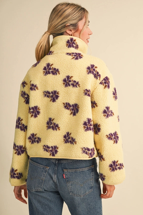 Annalise Floral Sherpa Jacket- Yellow