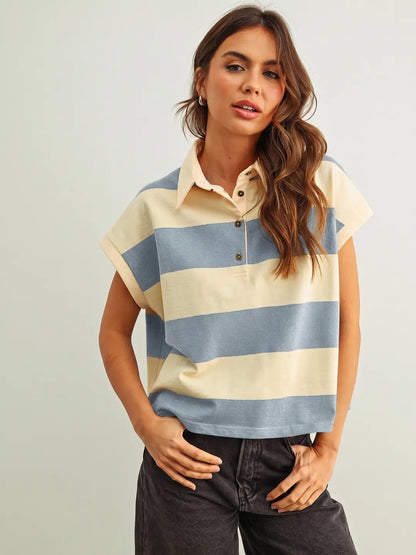 Polo Shirt- Beige/Blue