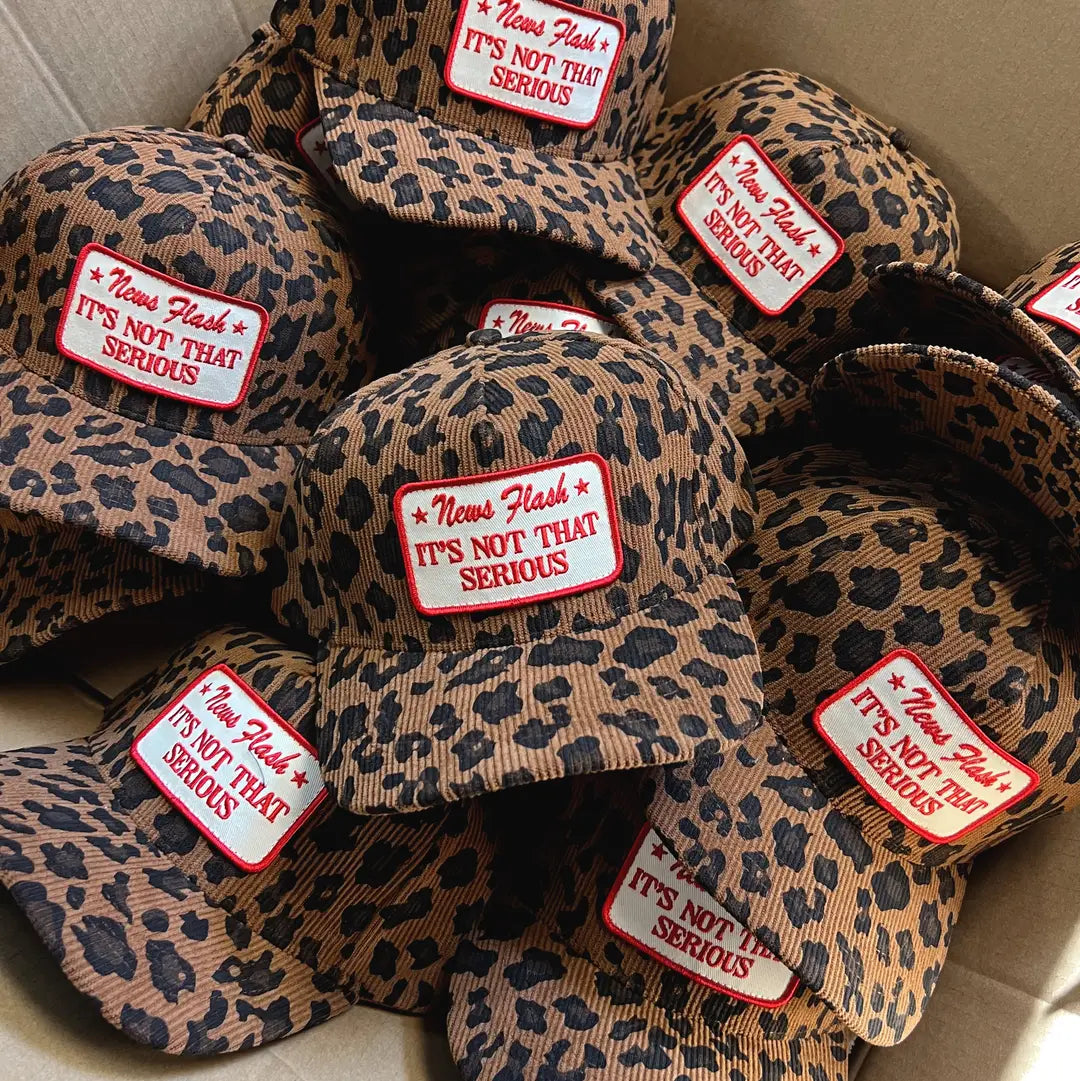 News Flash It’s Not That Serious Leopard Corduroy Patch Hat
