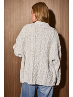 Cable Knit Oversized Cardigan- Heather Grey