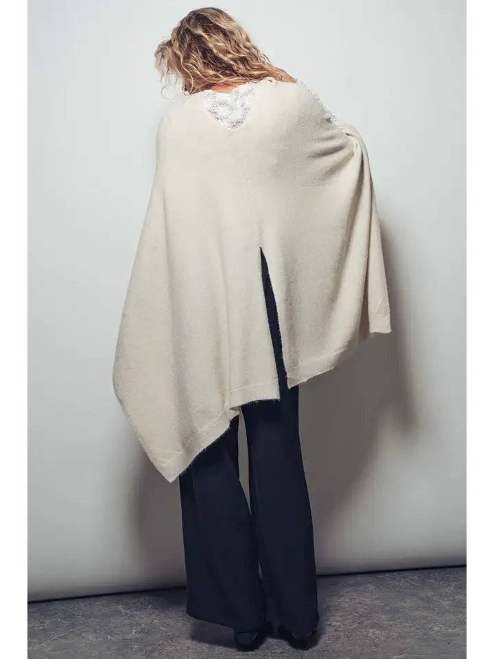 Asymmetrical Poncho Top- Cream