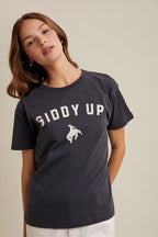 Giddy Up T-Shirt- Charcoal