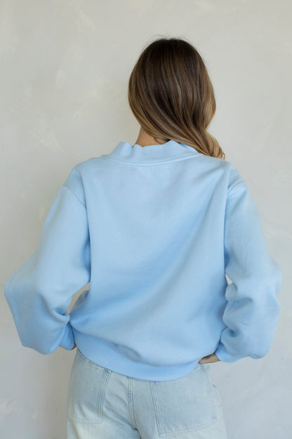 Kiera Mockneck Sweatshirt- Baby Blue