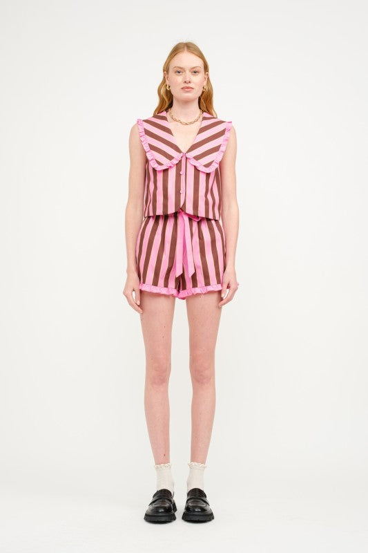 Salome Stripe Set- Pink/Brown