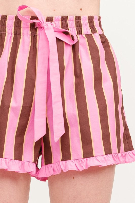 Salome Stripe Set- Pink/Brown