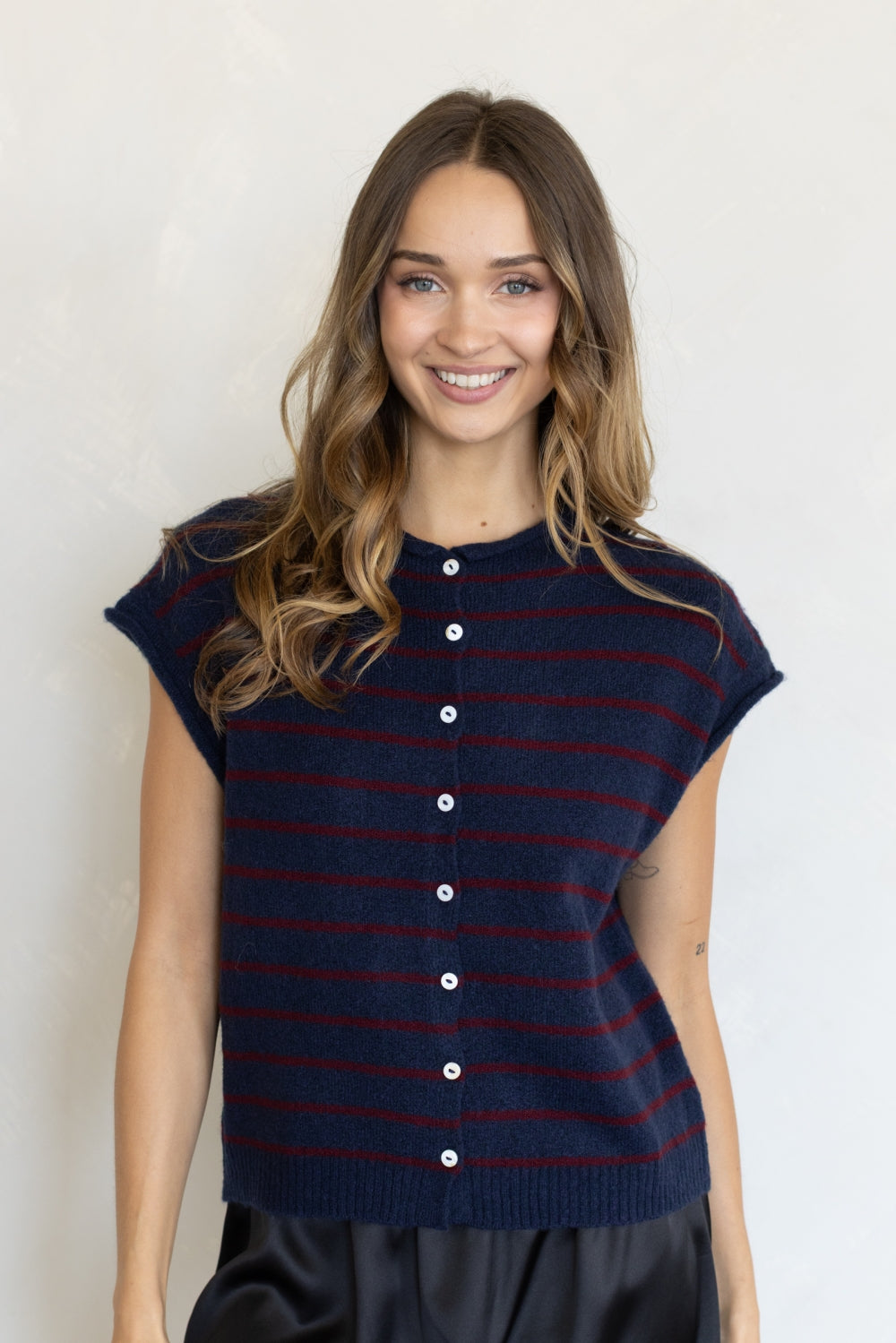 Cabana Stripe Piper Vest- Navy