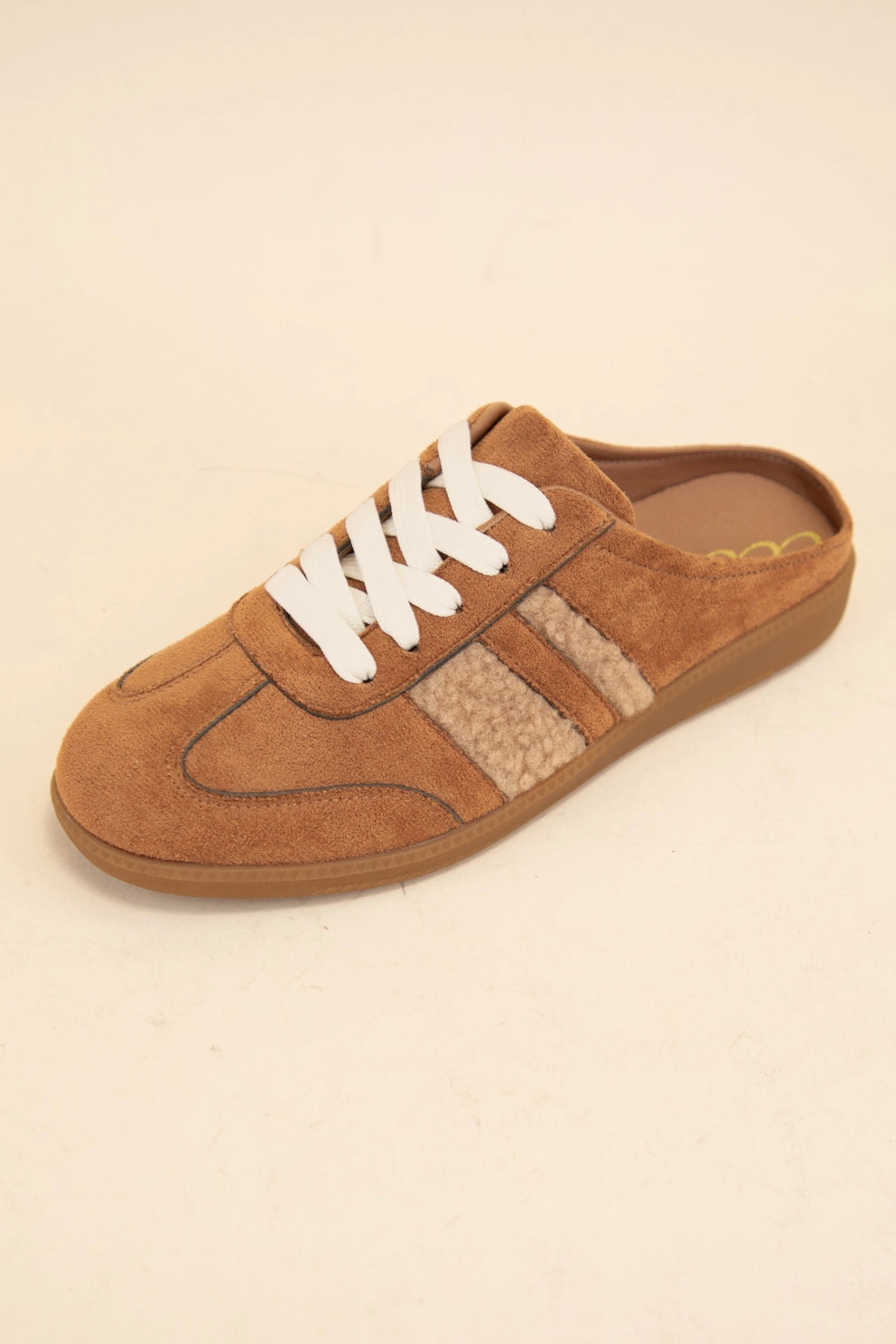 Sandra Fur Stripe Backless Sneaker- Dark Chestnut