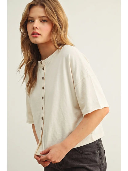Ellen Button Top- White