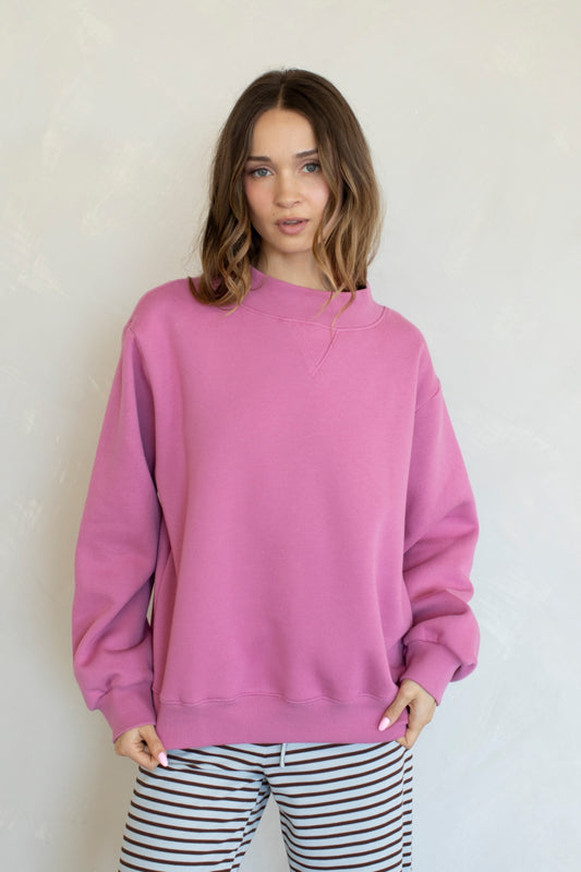 Kiera Mockneck Sweatshirt- Rose