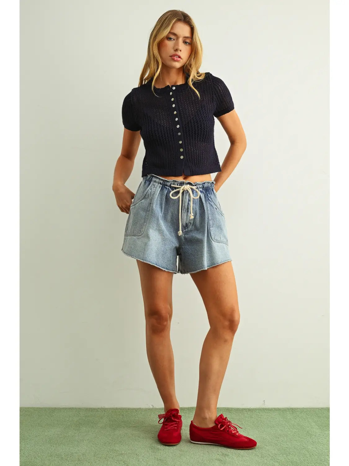 Stella Knit Top- Navy