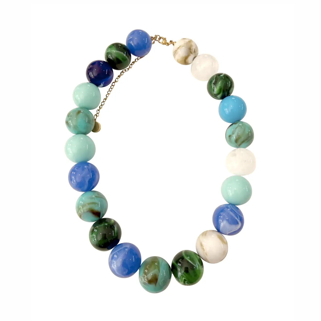 Dora Chunky Beaded Necklace - Blue Mix
