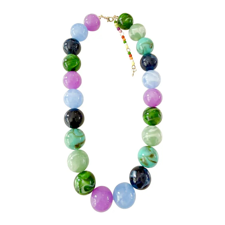 Celia Chunky Beaded Necklace - Purple Mix