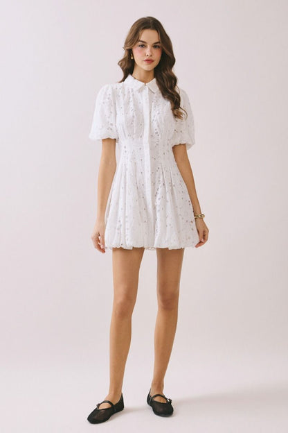 Willa Eyelet Mini Dress- White