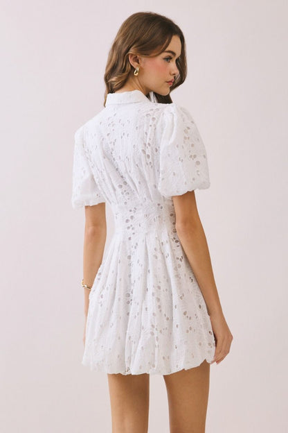 Willa Eyelet Mini Dress- White
