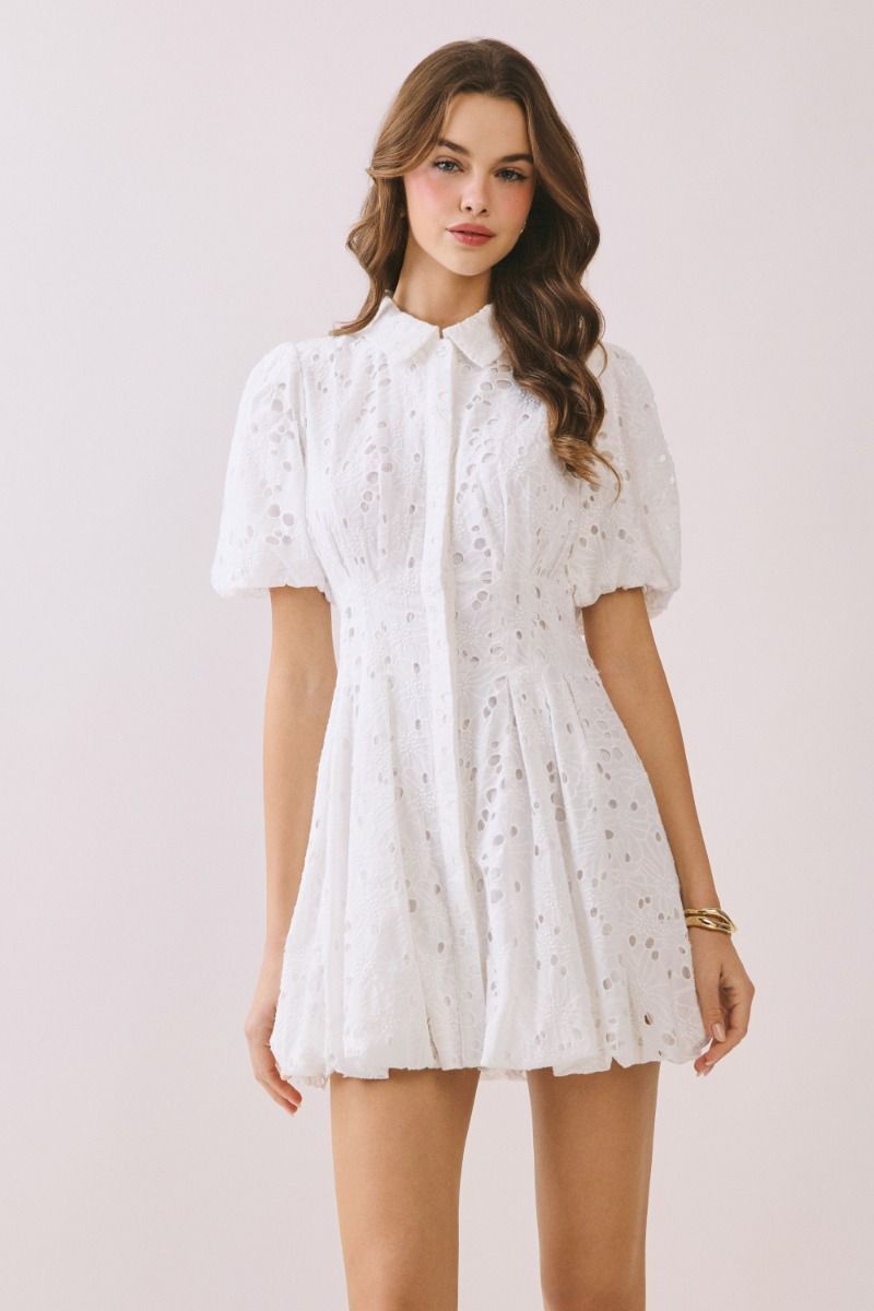 Willa Eyelet Mini Dress- White
