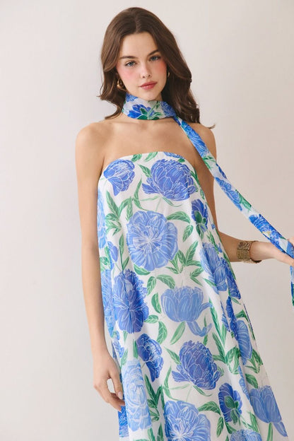 Mia Floral Maxi- Blue