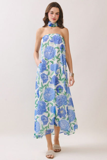 Mia Floral Maxi- Blue