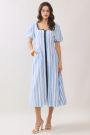 Nova Stripe Midi Dress- Blue/White
