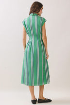 Isla Green Stripe Midi Dress