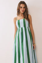 The Soft Sky Midi Dress- Green/Blue