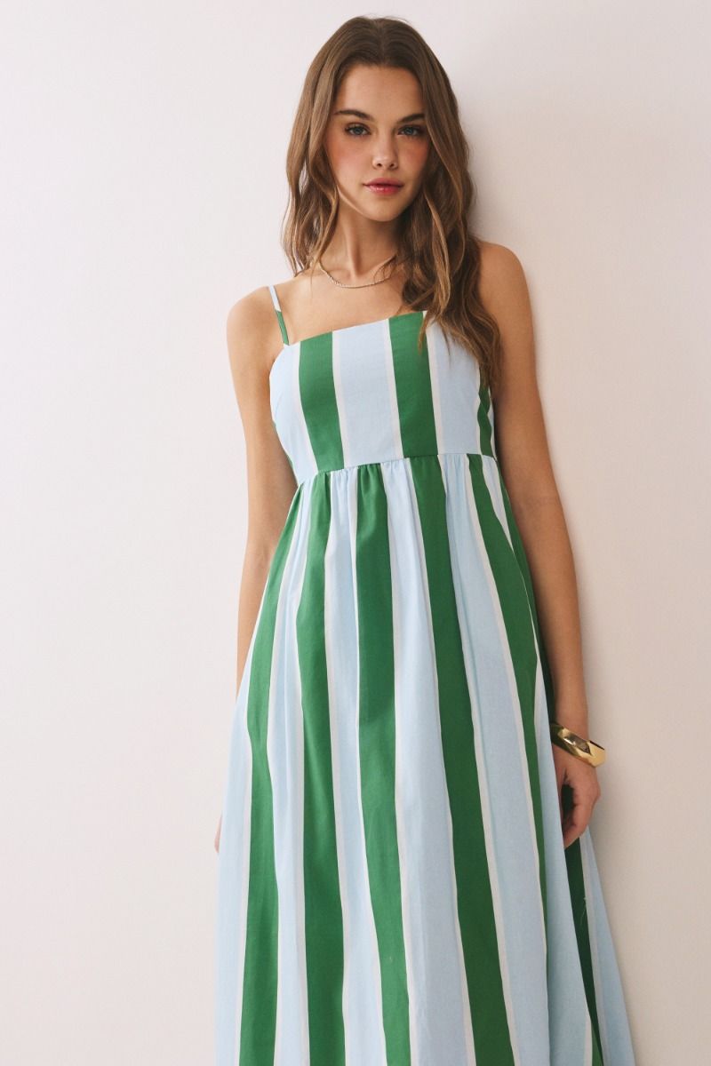 The Soft Sky Midi Dress- Green/Blue