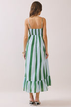 The Soft Sky Midi Dress- Green/Blue