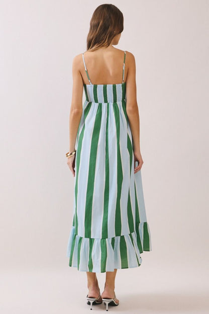 The Soft Sky Midi Dress- Green/Blue