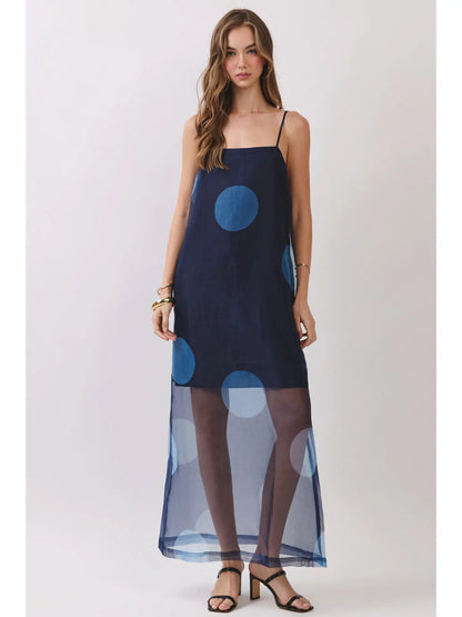 Charlie Polka Dot Maxi Dress- Navy