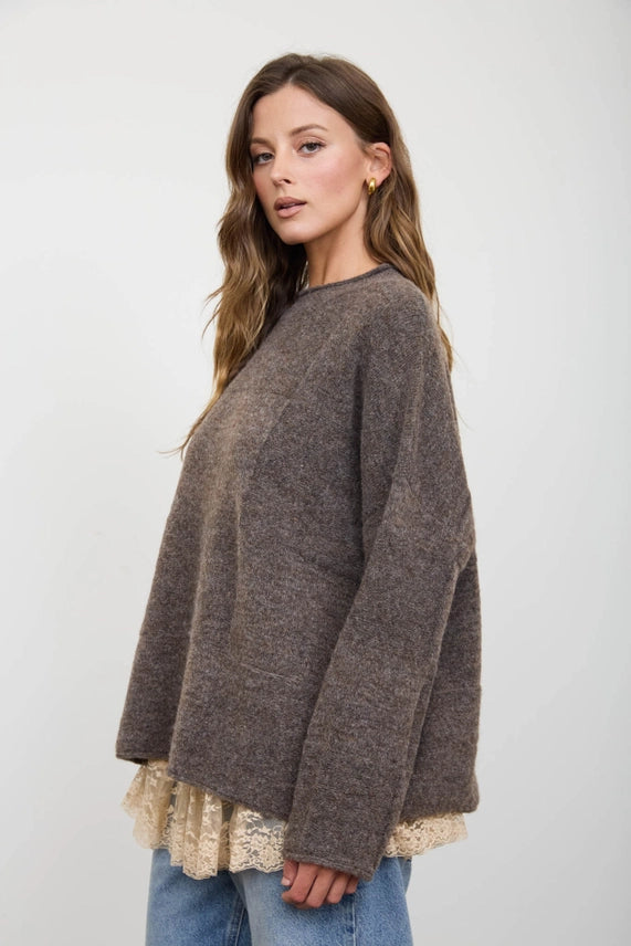 Yara Heathered Sweater- Mocha
