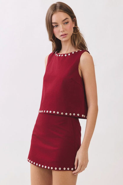 Carlen Skirt Set- Burgundy