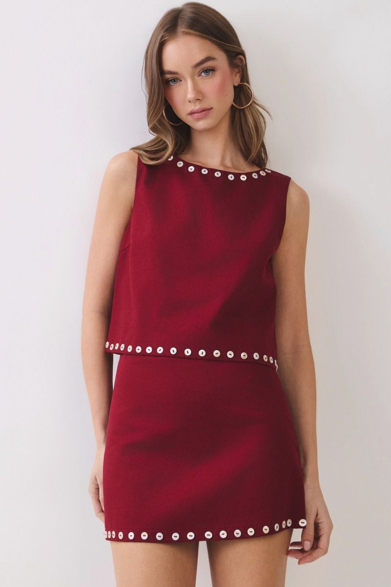Carlen Skirt Set- Burgundy