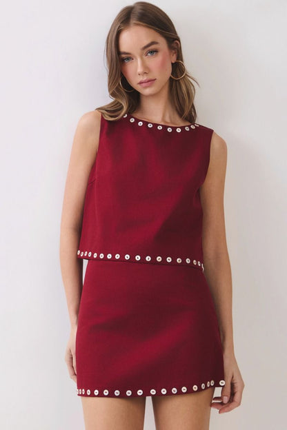 Carlen Skirt Set- Burgundy