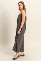 Nelly Gauze Jumpsuit- Charcoal