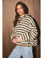 Brynn Striped Pullover- Blue/Brown