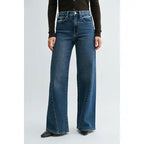 Full Length Twisted Seam Wide Leg - Dark Denim