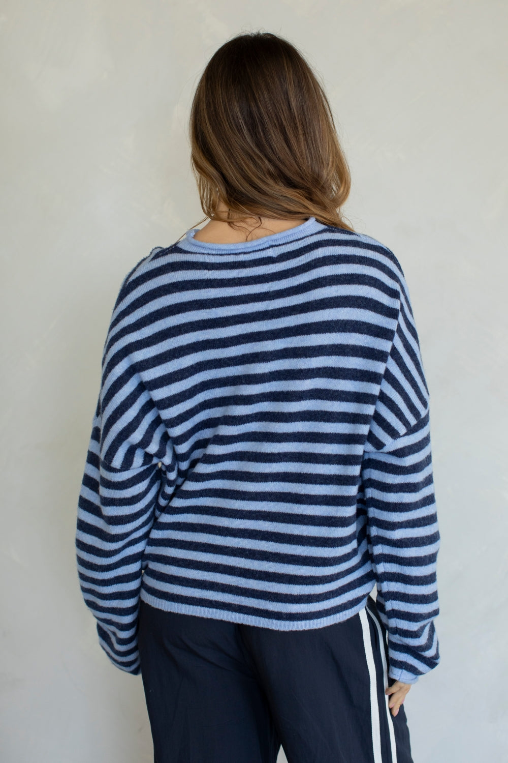 Piper Cardigan Striped- Dusty Blue