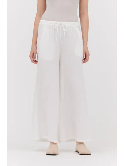 Long Line Gauze Pant- White