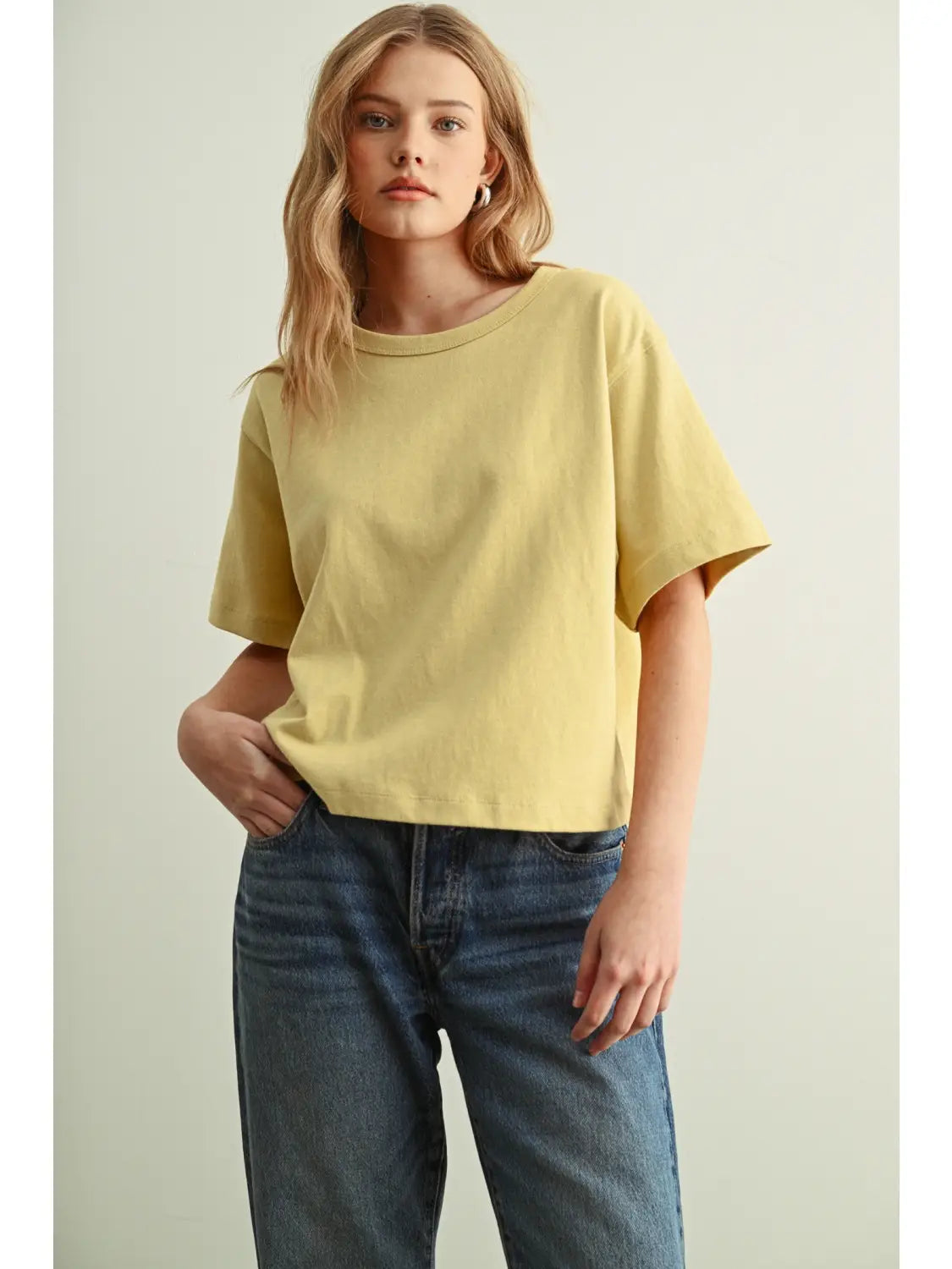 Linen Knit Tee- Lemon