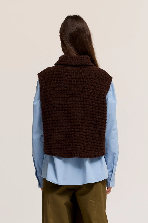 High Neck Sleeveless Sweater Top- Aubergine
